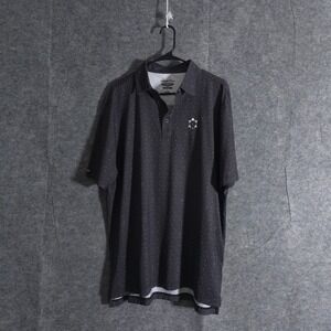 Straight Down Performance Golf Polo Shirt Mens L Bowling Print Black Performance